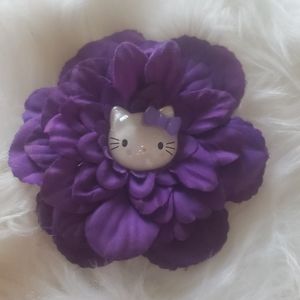 Purple flower hair clip hello kitty